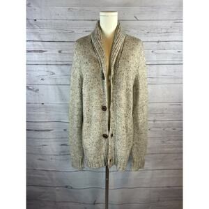 Express Beige Shawl Collar Cardigan Sweater Womens M Wool Alpaca Blend Speckled